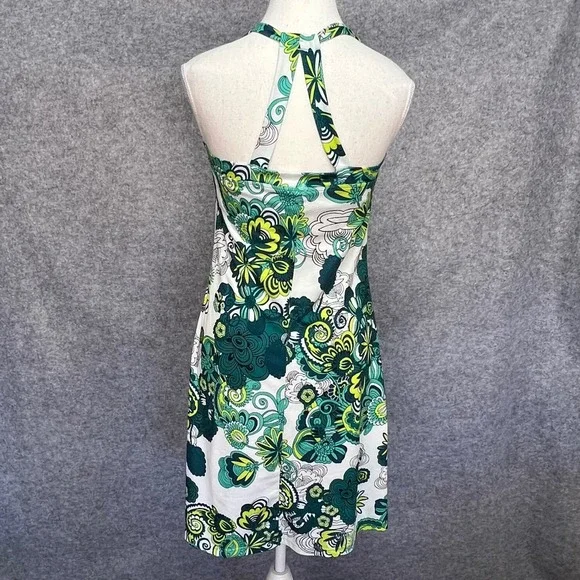 Prana Womens Green Floral Paisley Halter T-Back Athletic Sun Surf Yoga Dress SM - Picture 2 of 10